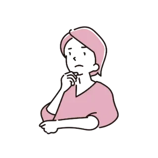 あごに手をあてて考えている女性のイラスト
